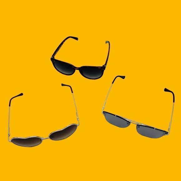 Sunglasses Lot Of 3 Chic Various Styles Colors Fashion Heart Modern GUC UV 5234 - Picture 3 of 7